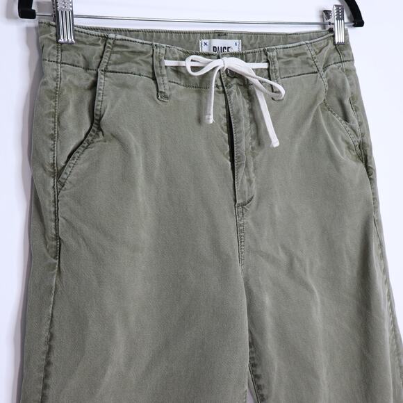 PAIGE Carly Wide Leg Jeans High Rise Washed Light Olive 4 Pocket Women's 27 - Picture 5 of 12